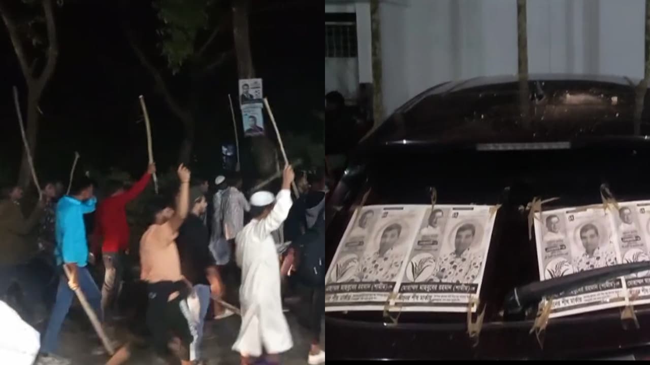 হাতিয়ায় হান্নান মাসউদের লাঠি মিছিল, বিএনপি প্রার্থীর গাড়িতে হামলা